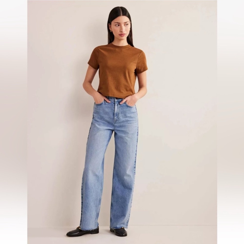 Boden Women's Straight raw hem Leg High Rise Jeans